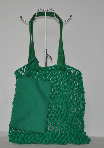 hand knotted bag and canvas pouch